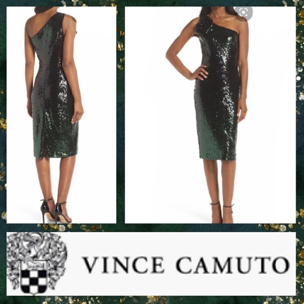 NWT MSRP $188 Vince Camuto Sequin One-Shoulder Dress Women's Size 8